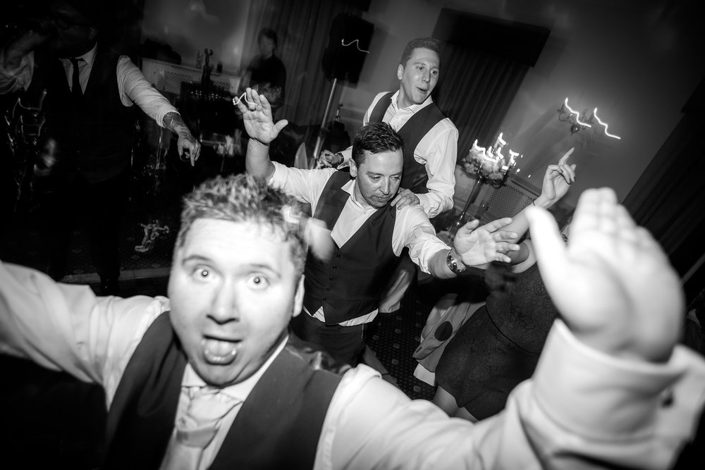 guests dancing during evening reception